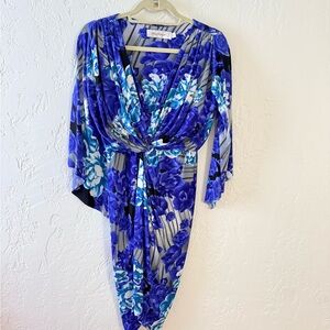 Elegant Blue Floral Midi Dress